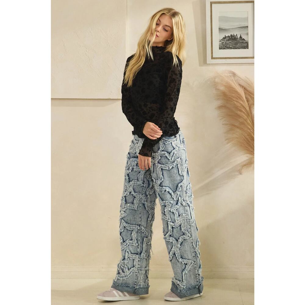Oli & Hali "Star Party" Applique Celestial Straight Leg Star Elastic Jeans NEW - Picture 2 of 5
